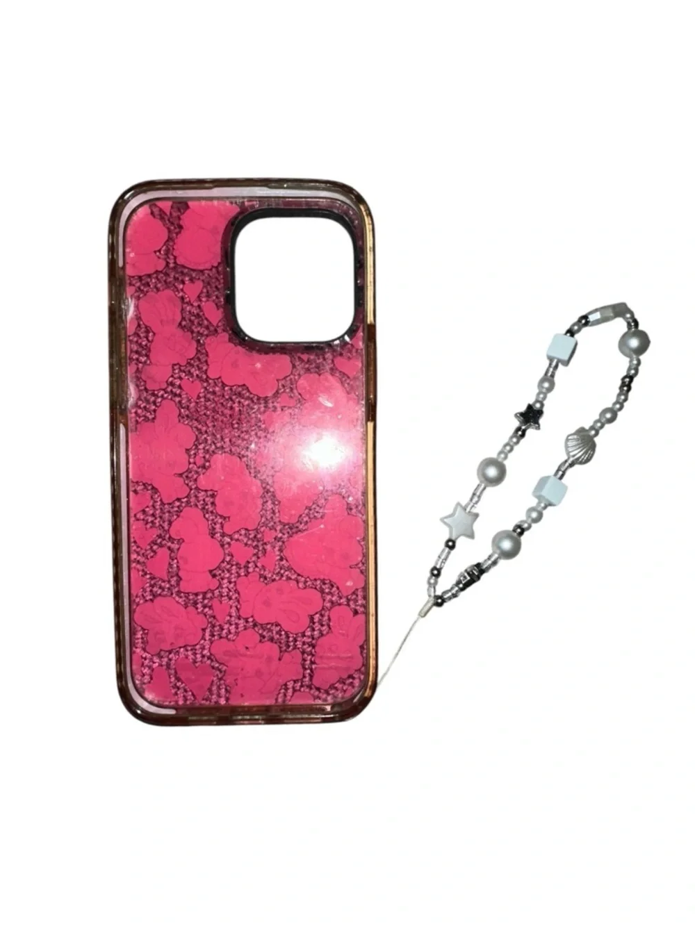 CASETiFY x Foxy Illustrations pink bunny iPhone 14 Pro Max Sweetheart wristlet